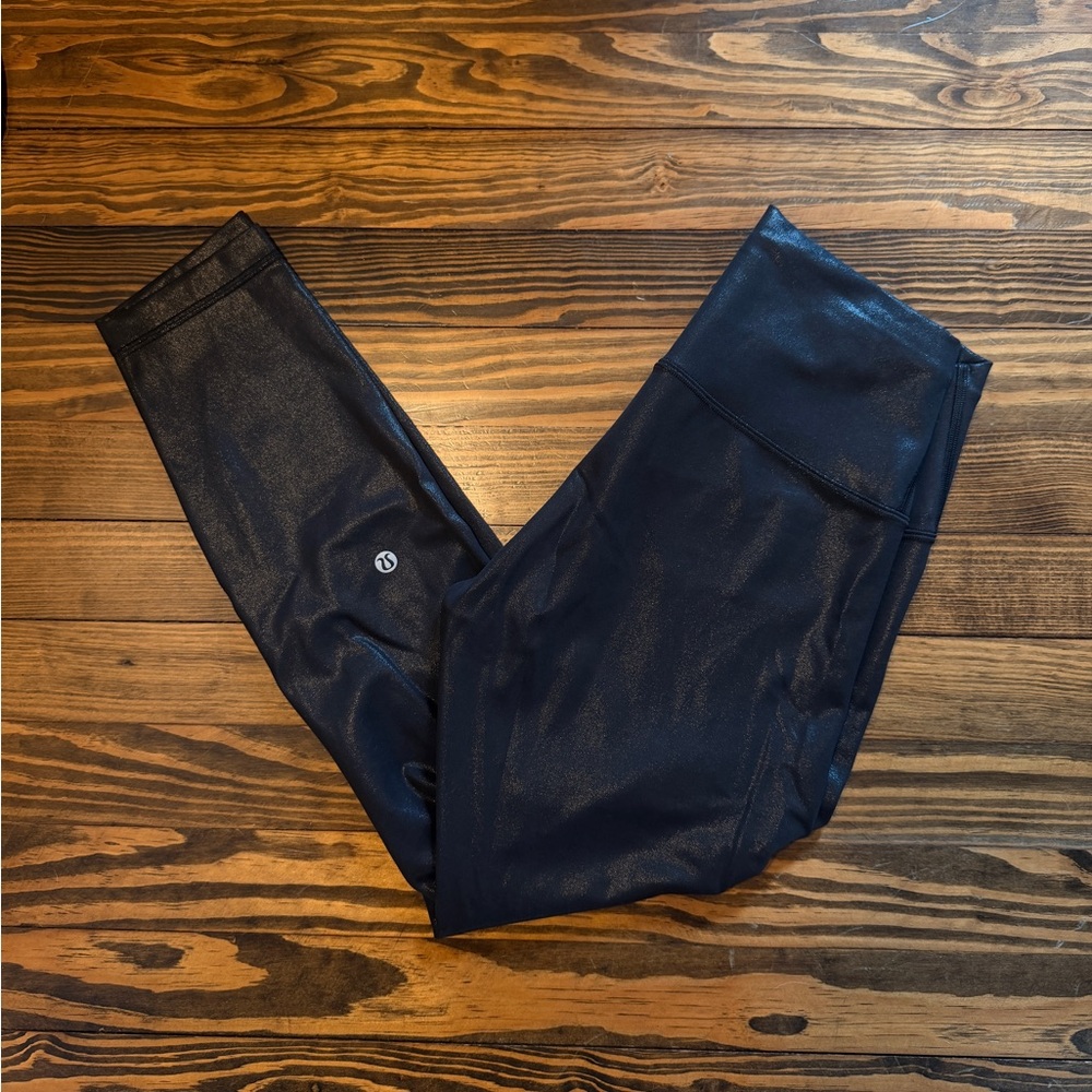 Lululemon Wunder Train Leggings High Rise Black Shimmer 25”
